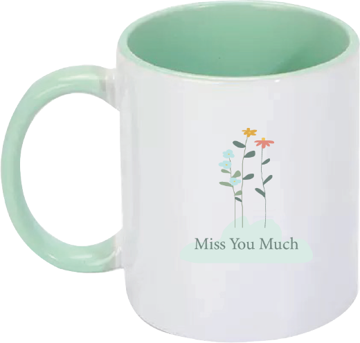 Picture of Cup(Printed Miss you much  Aqua Green)