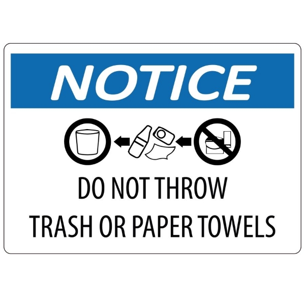 Picture of Sign Label  Do not throw trash or paper towels