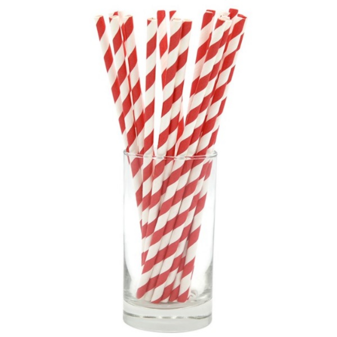 Picture of Paper Straws Red & White Stripes 200mm
