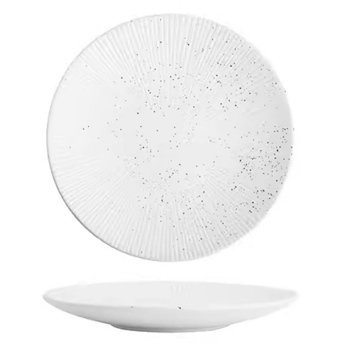 Picture of plate pure white shallow plate with stripes diameter 21cm