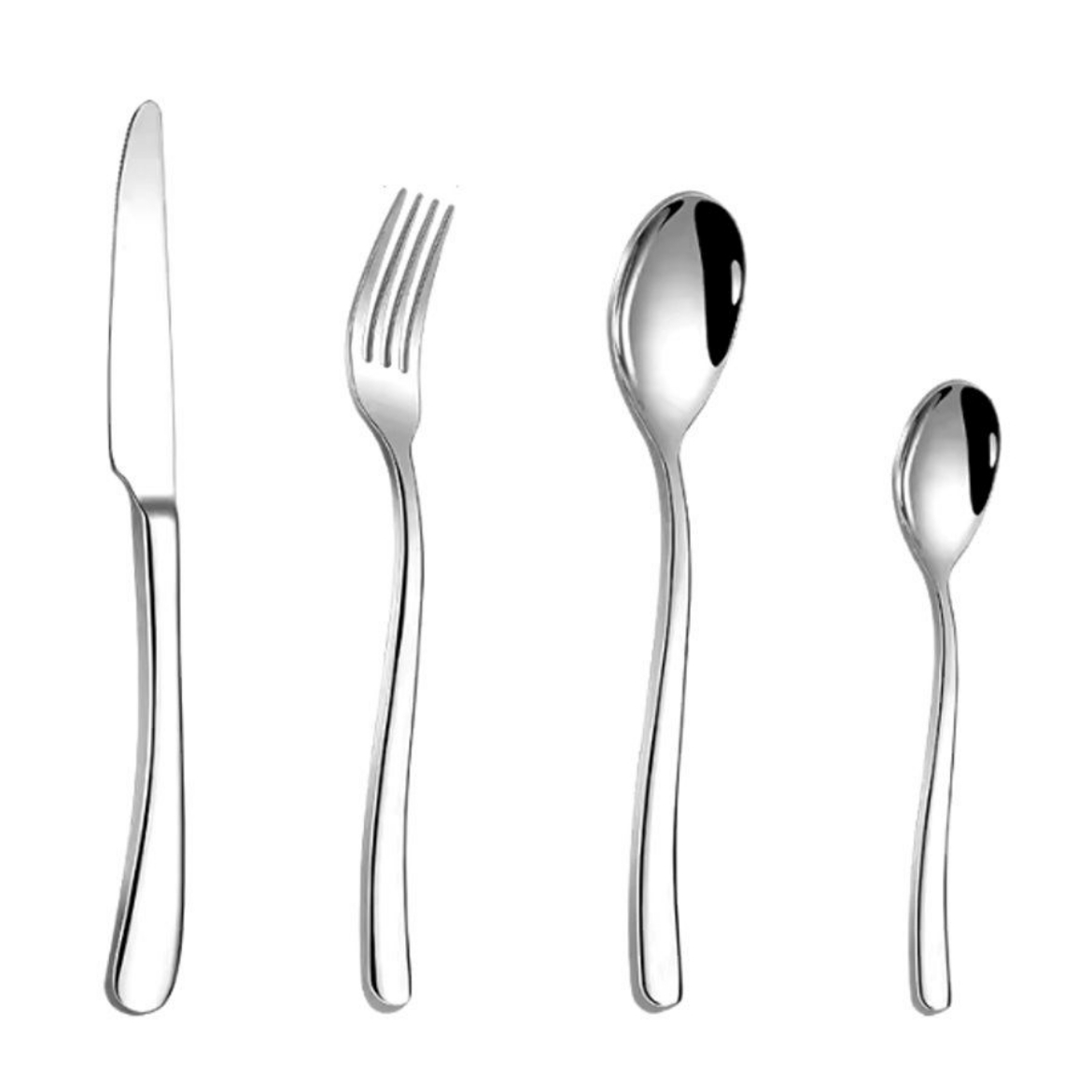 Picture of cutlery steak knife, fork, spoon and tea spoon set of four