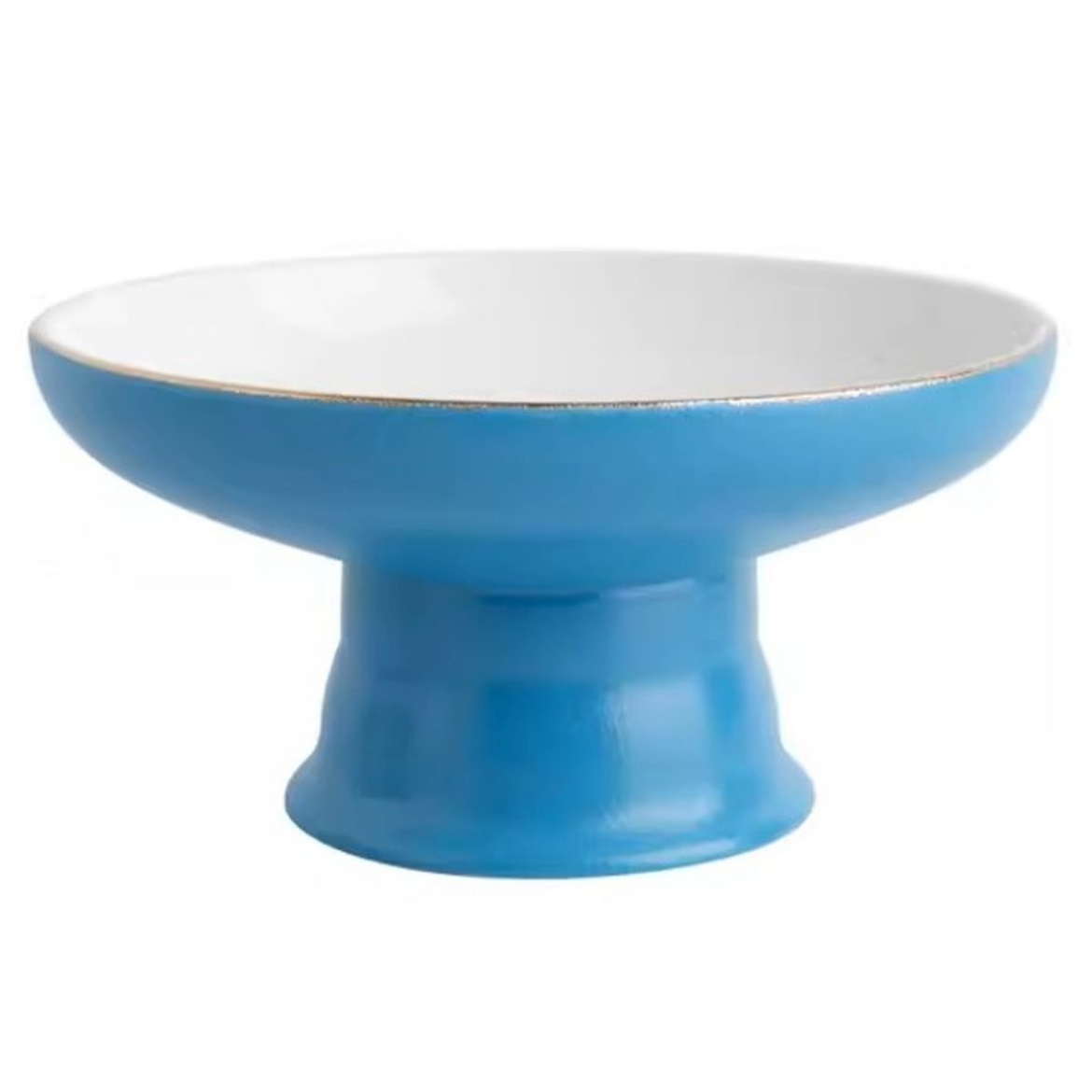 Picture of bowl tall gold-rimmed frosted blue large