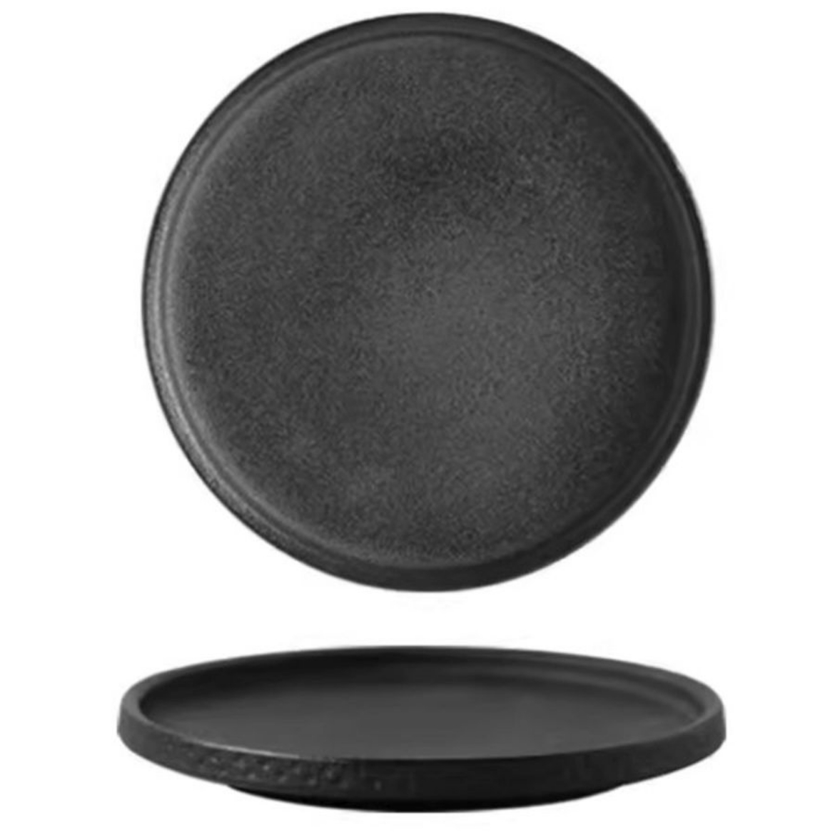 Picture of plate straight edge frosted black 8 inches
