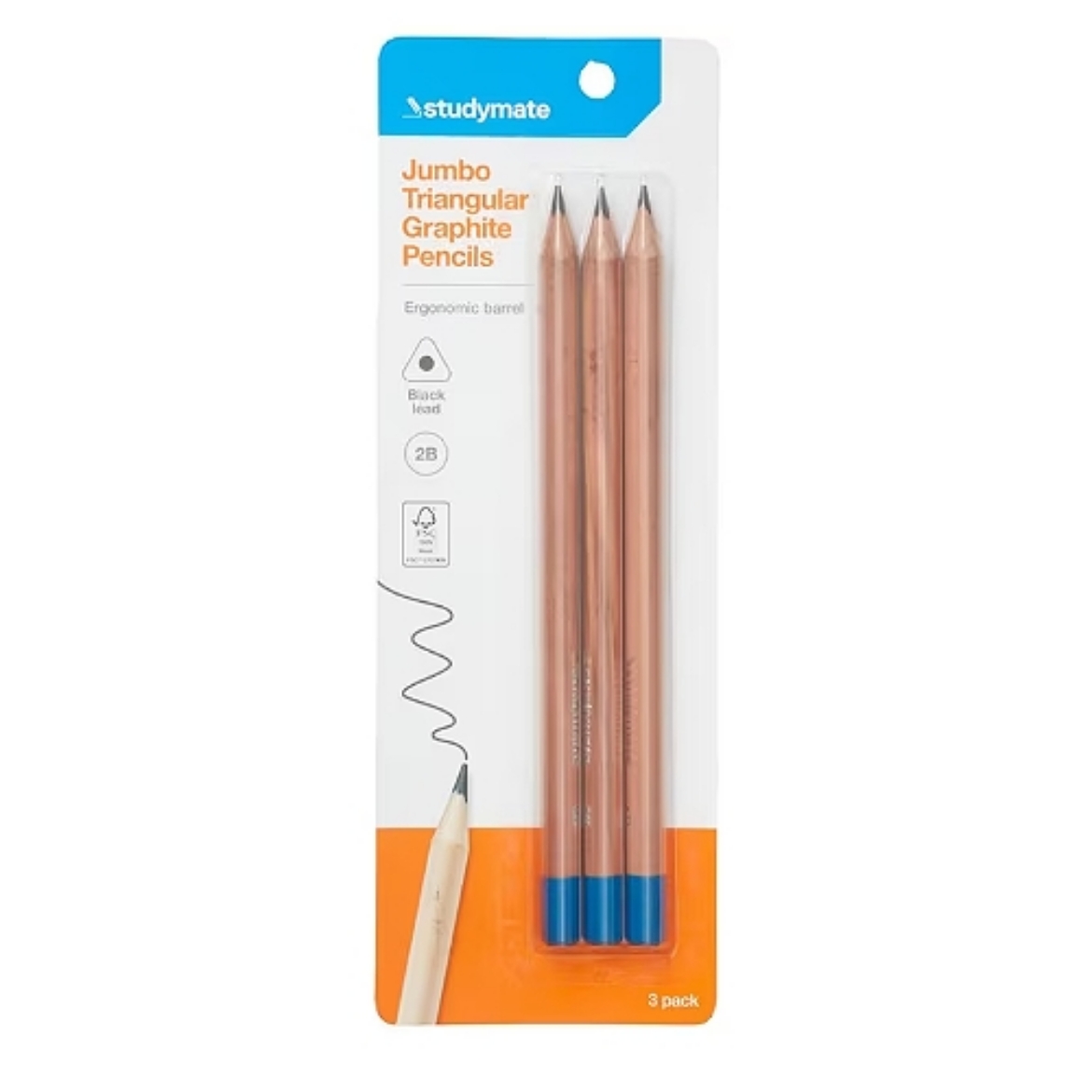 Picture of Triangular Graphite Pencils 2B 3 Pack