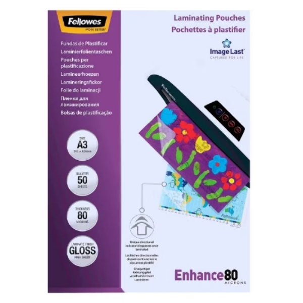 Picture of A3 80 Micron Laminating Pouch Gloss 50 Pack