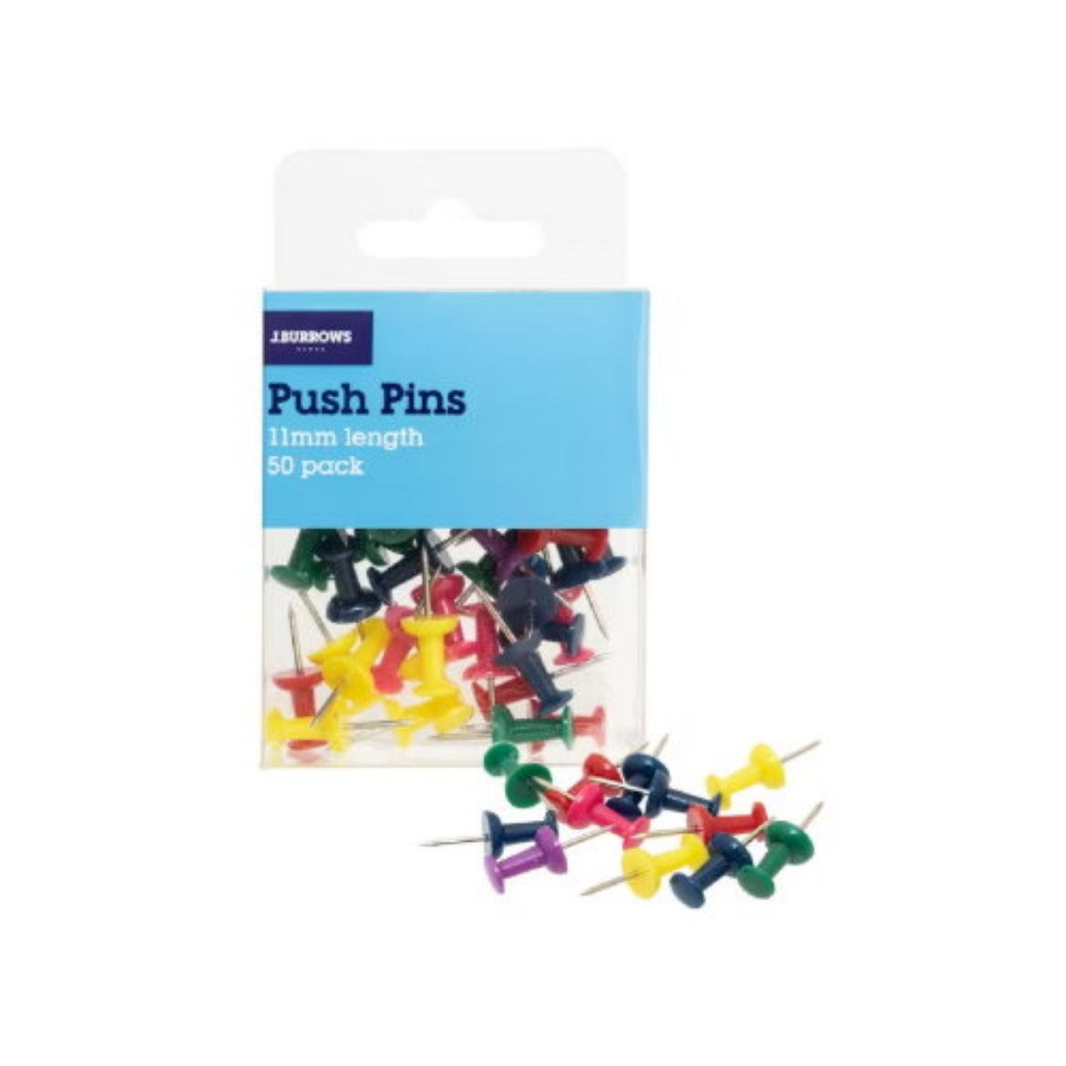 Picture of Pins Push Assorted J.Burrows 50 Pack