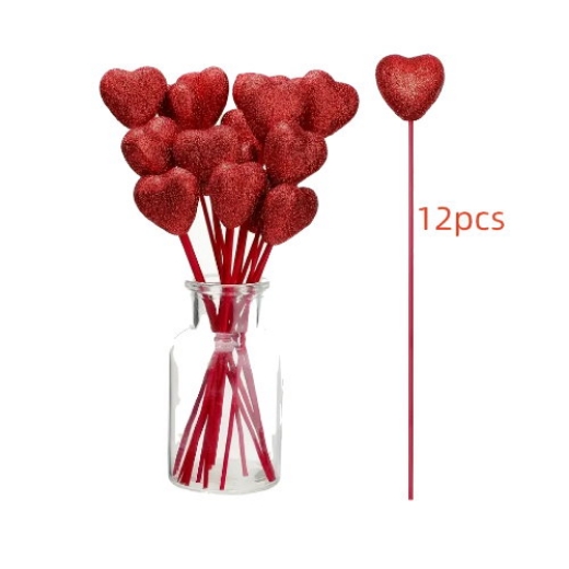 Picture of Stems Heart Glittery Red 12packs