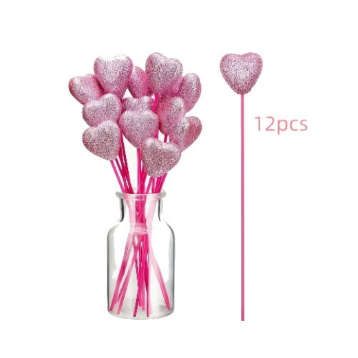 Picture of Stems Heart Glittery Pink 12packs