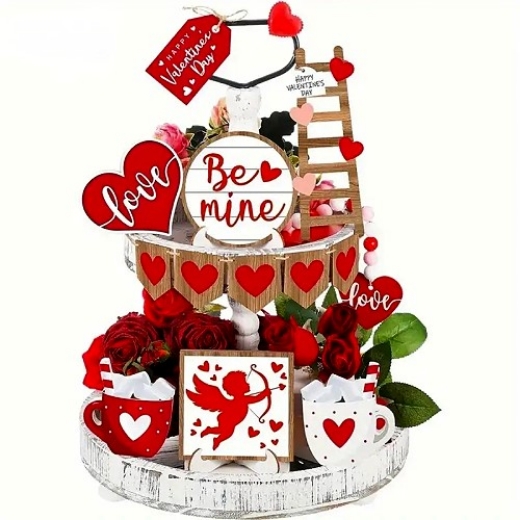 Picture of Tray Set Valentine's Day Cupid Tiered