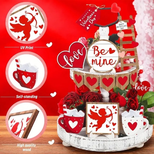 Picture of Tray Set Valentine's Day Cupid Tiered