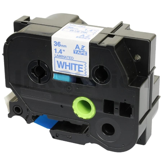 Picture of TZe-263 Compatible 36mm Blue Text on White Laminated Tape 8 meters-Brother 