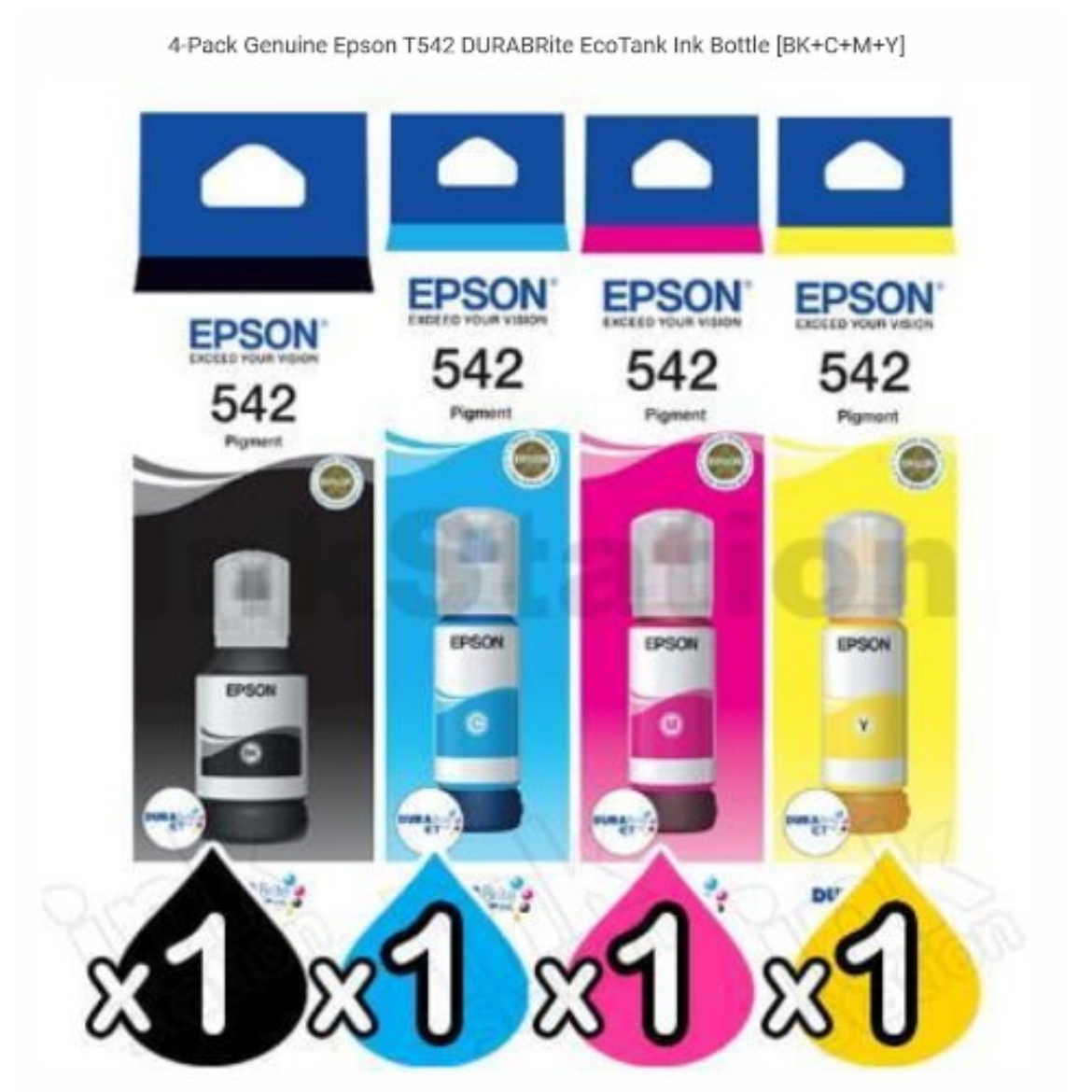 Picture of 4-Pack Epson T542 Compatible Ink Bottle Combo [BK+C+M+Y] for EcoTank Pro ET5170 printer