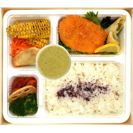 Green Curry & Corn Croquette Bento の画像