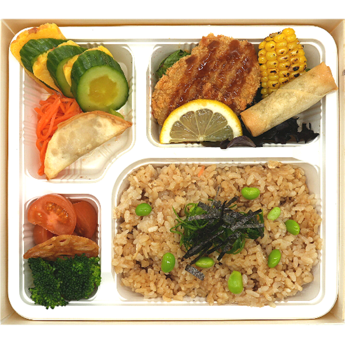 Picture of Takikomi Rice with Corn Croquette Bento(V)