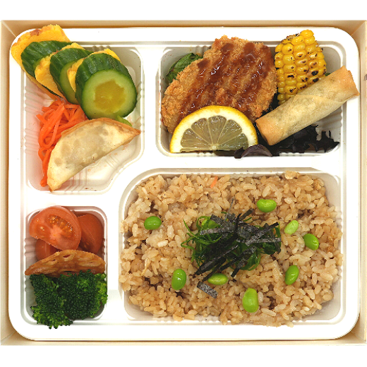 Picture of Takikomi Rice with Corn Croquette Bento(V)