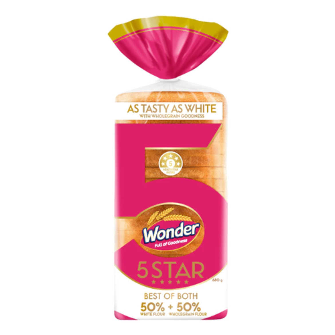 Picture of Bread White & Wholegrain Loaf 680g-Wonder 5 Star
