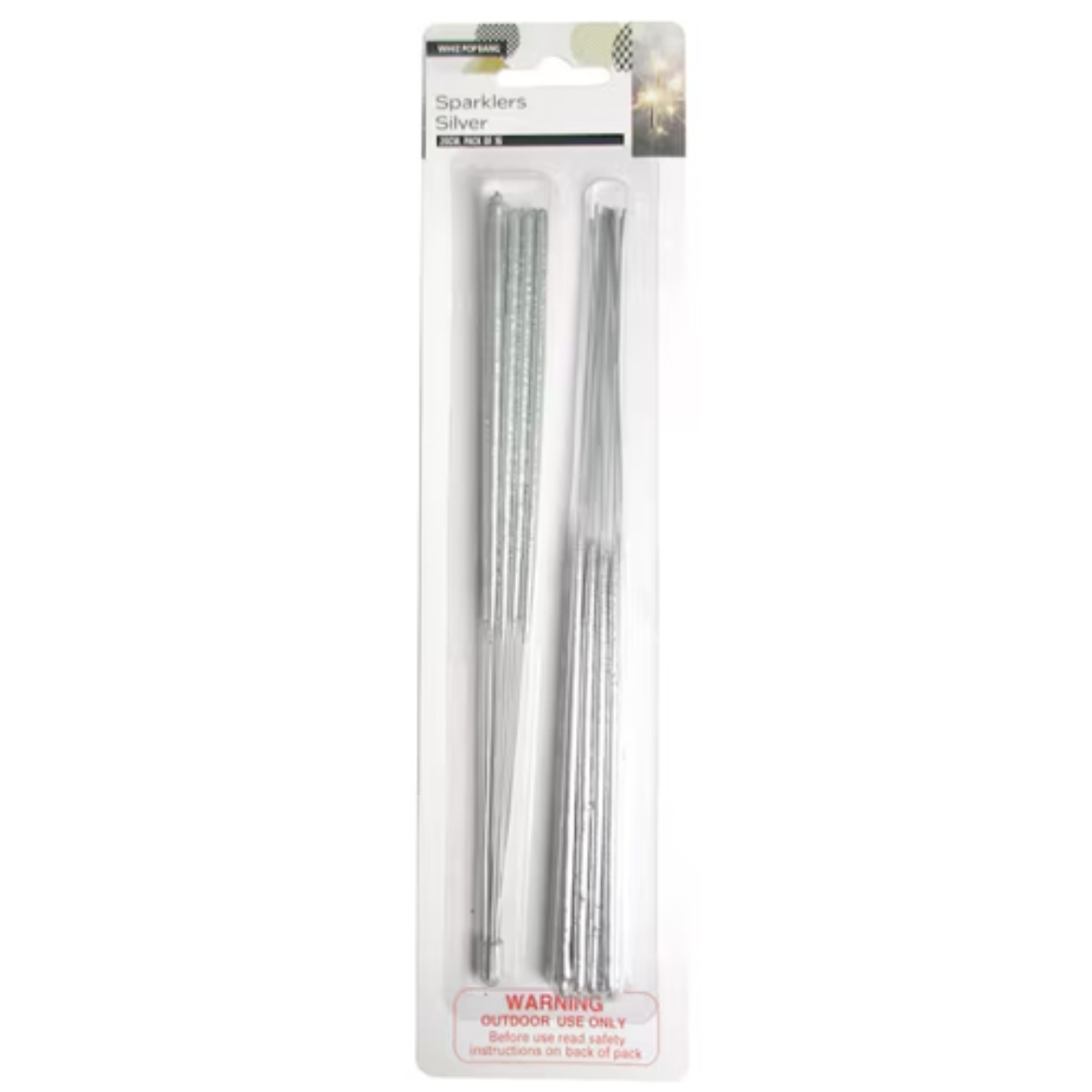 图片 Silver Sparklers 20cm 16 pack-Whiz Pop Bang