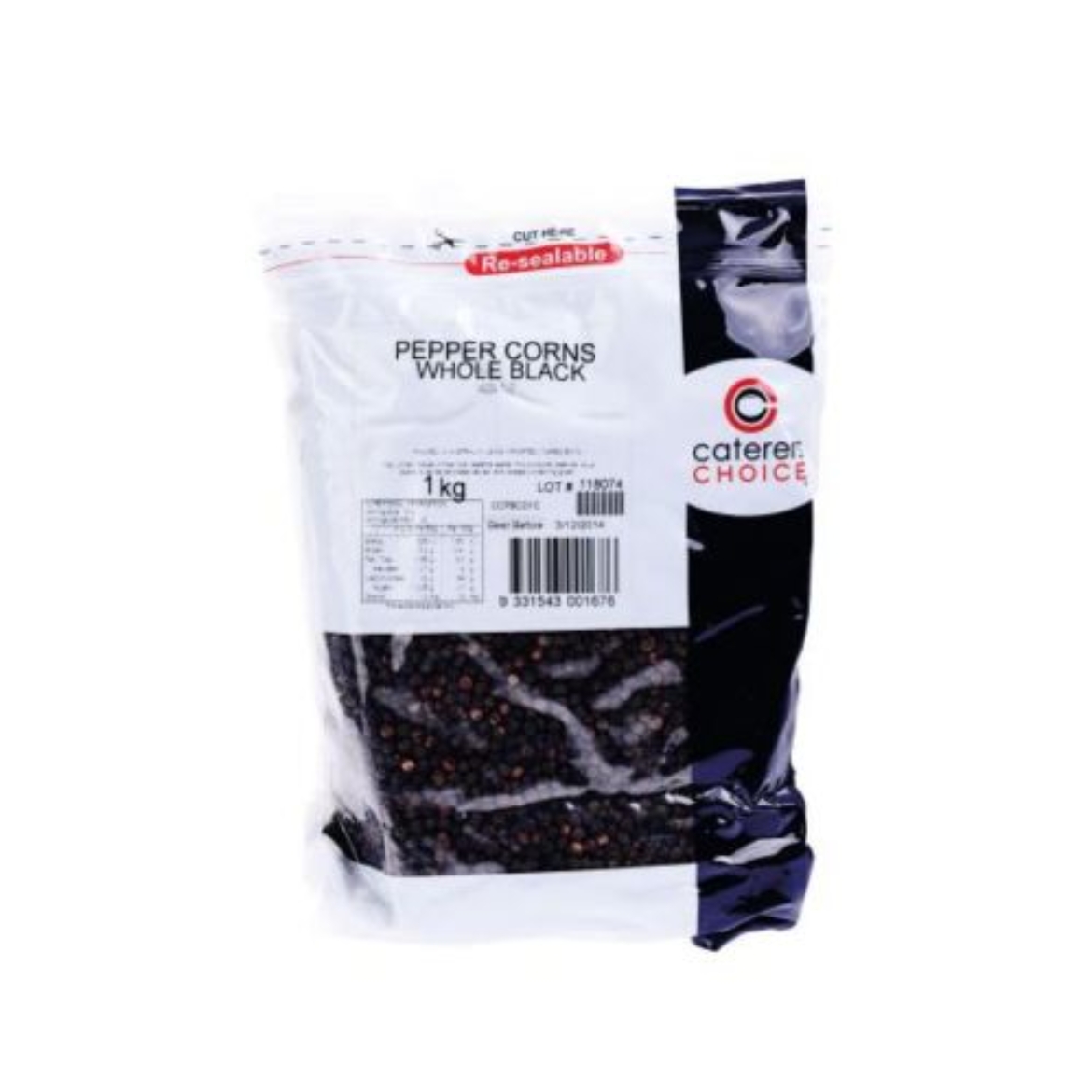 图片 Peppercorns Black Whole 1kg-CATERERS CHOICE