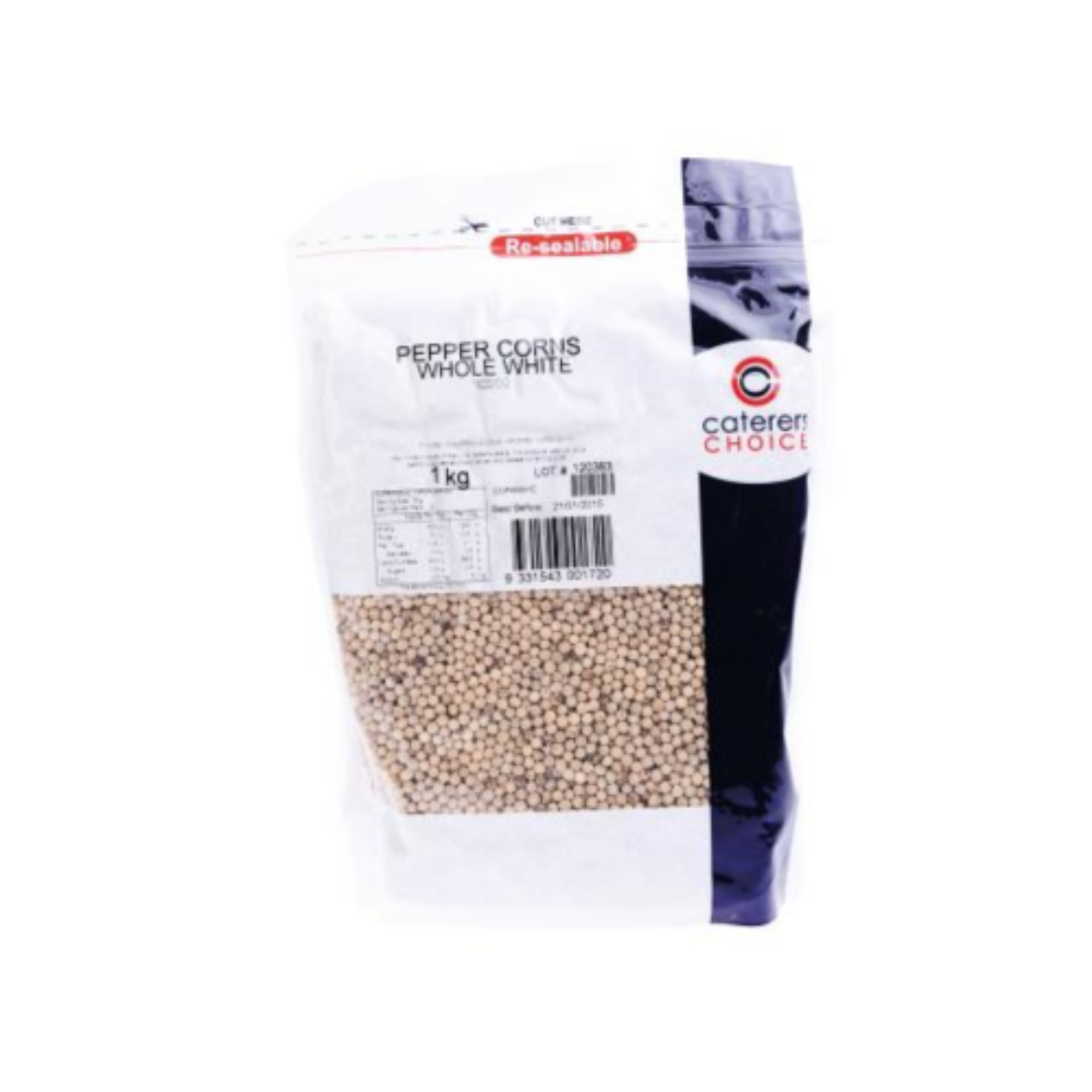 图片 Peppercorns White Whole 1kg-CATERERS CHOICE