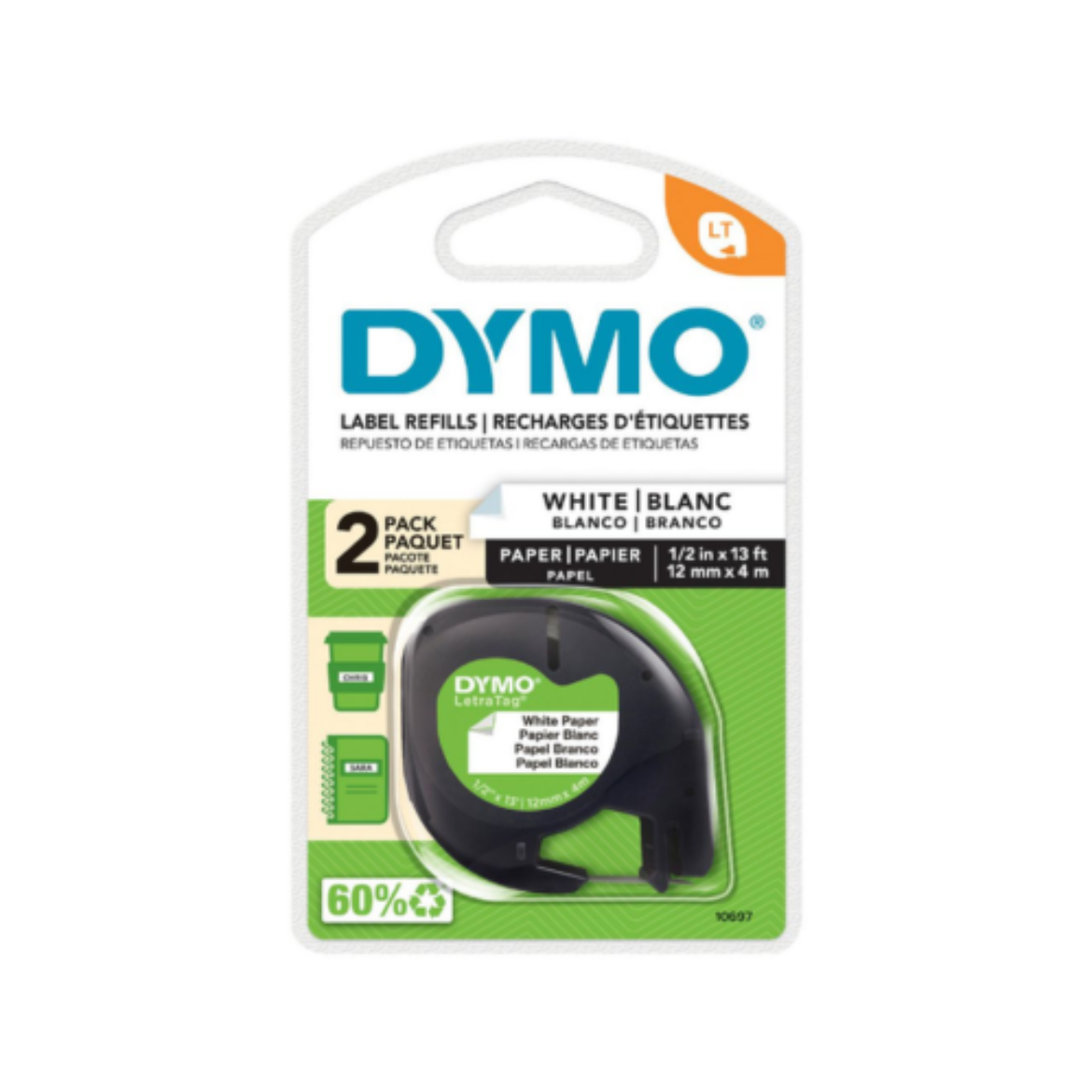 图片 Paper Label Tape 12mm Black on White